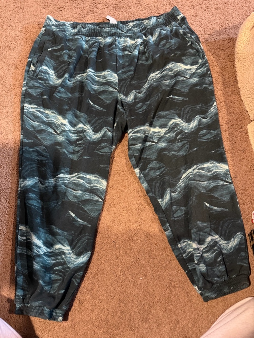 Fabletics Black & Teal Tie-Dye Lounge Joggers